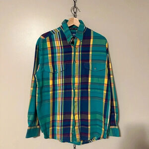 Vintage Wrangler Western Plaid Button-up Shirt Medium